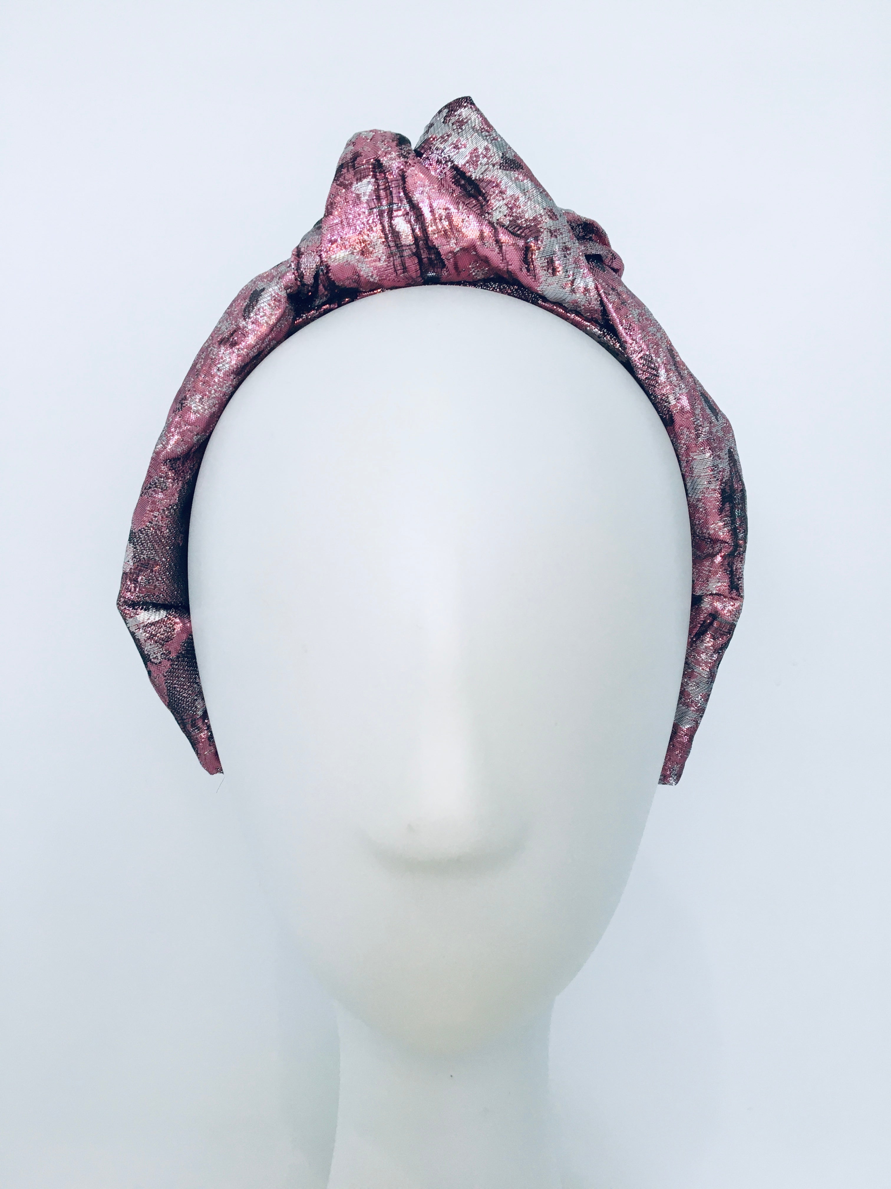 Classic Headband - Pink & Pewter Middle Knot
