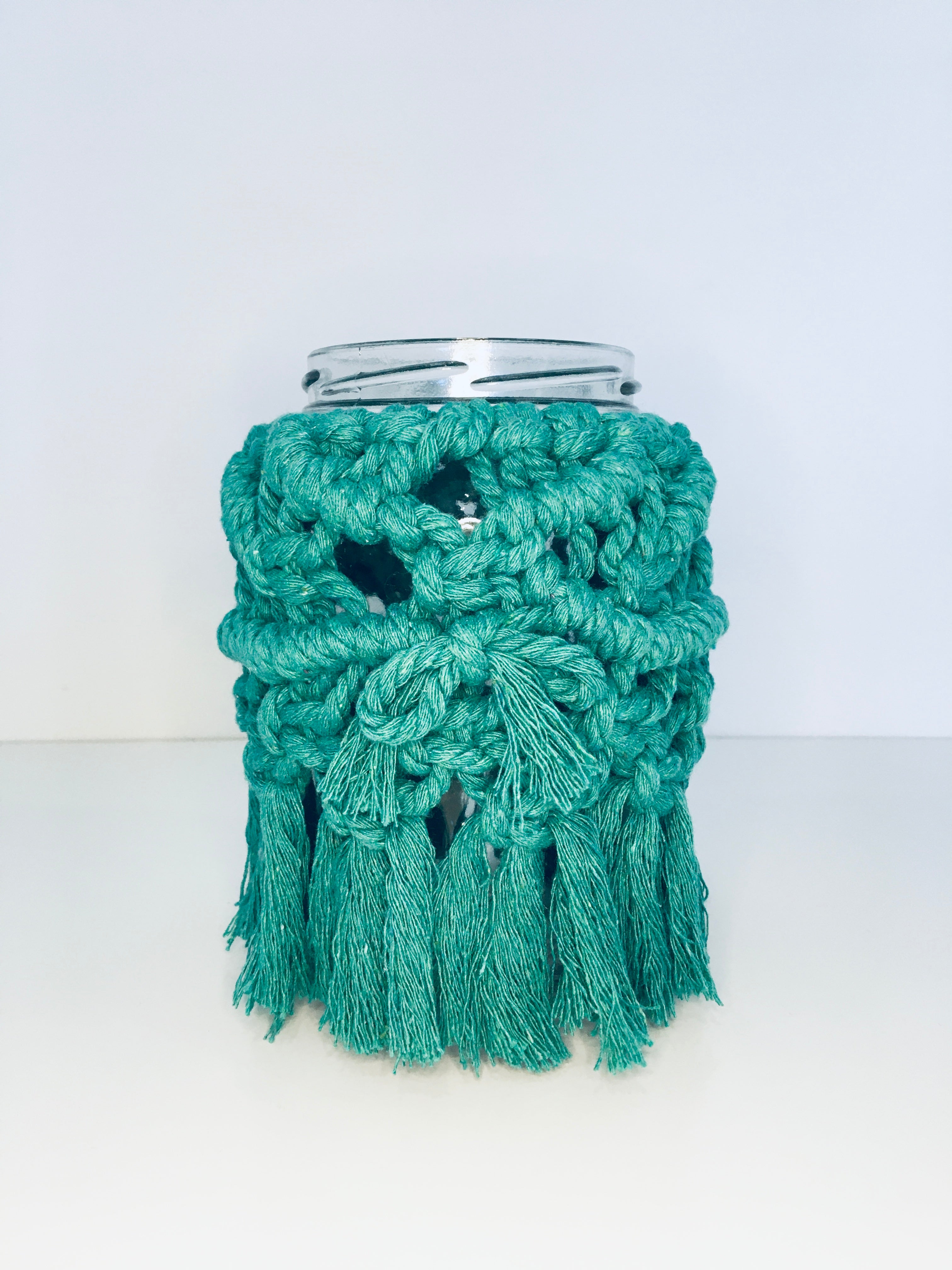 Mermaid Green Macrame Vase/Jar Twisted - M