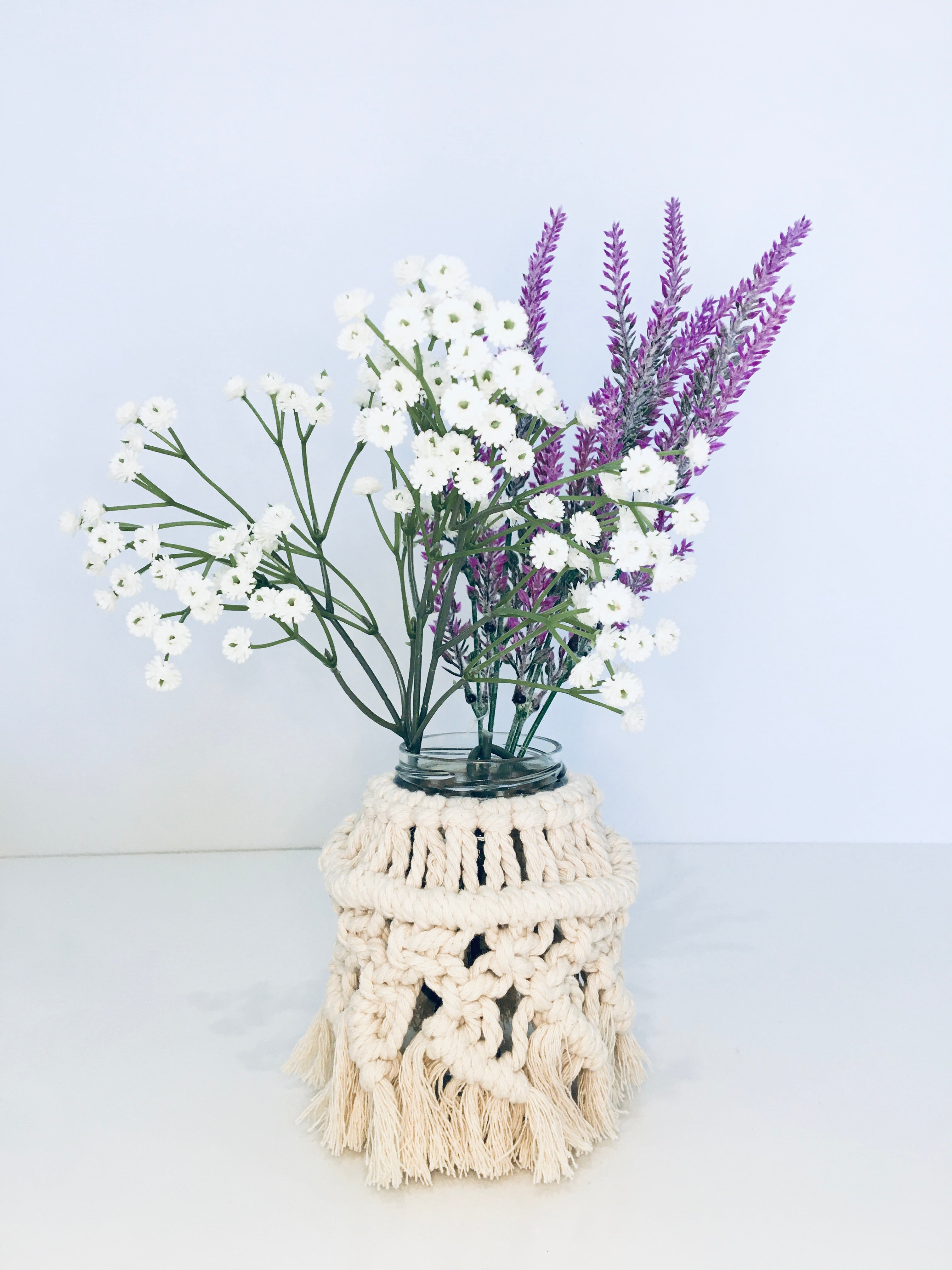 Natural Macrame Vase Twisted- S