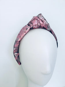 Classic Headband - Pink & Pewter Middle Knot