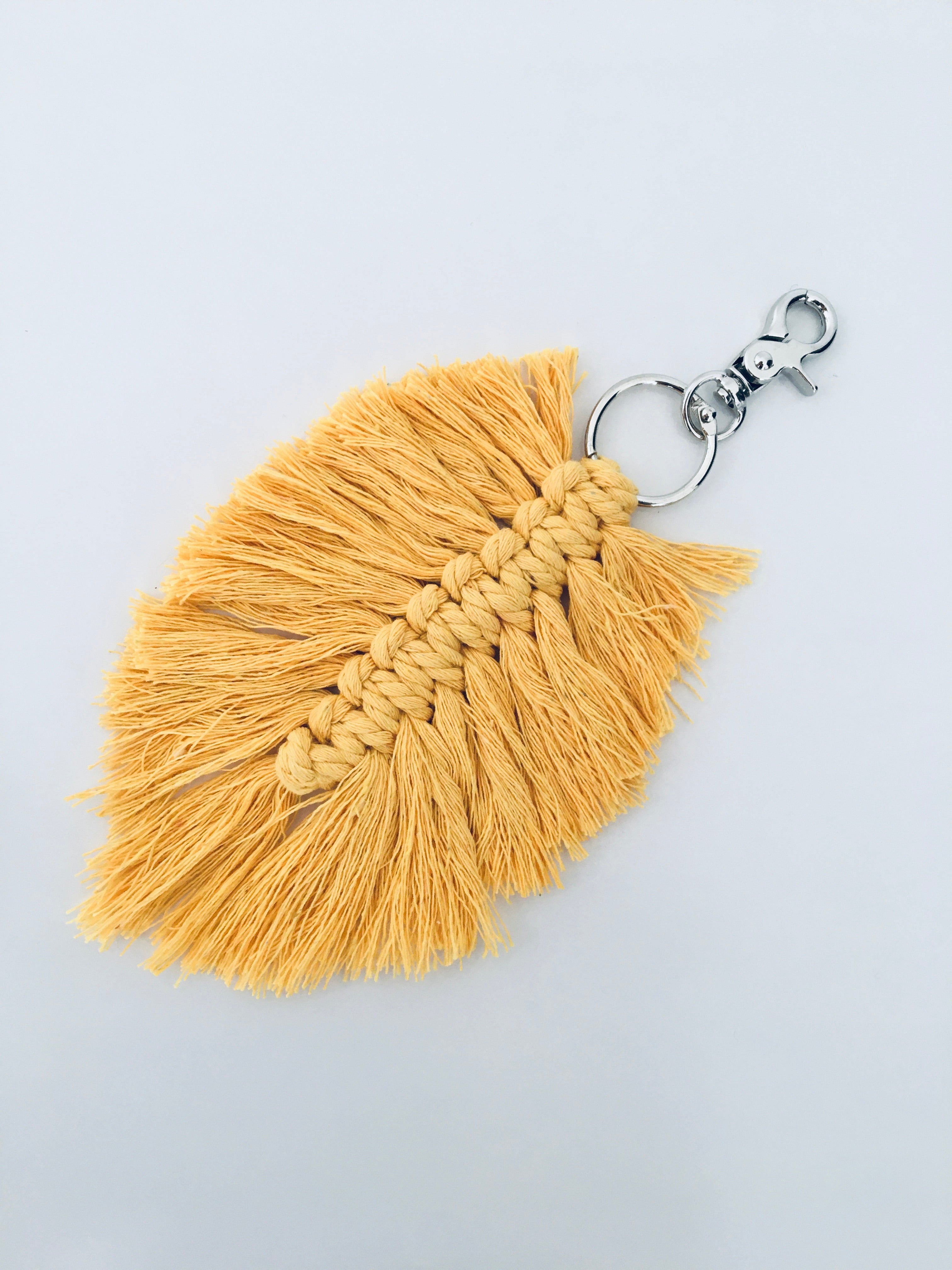 Key Ring - Mustard Yellow Feather