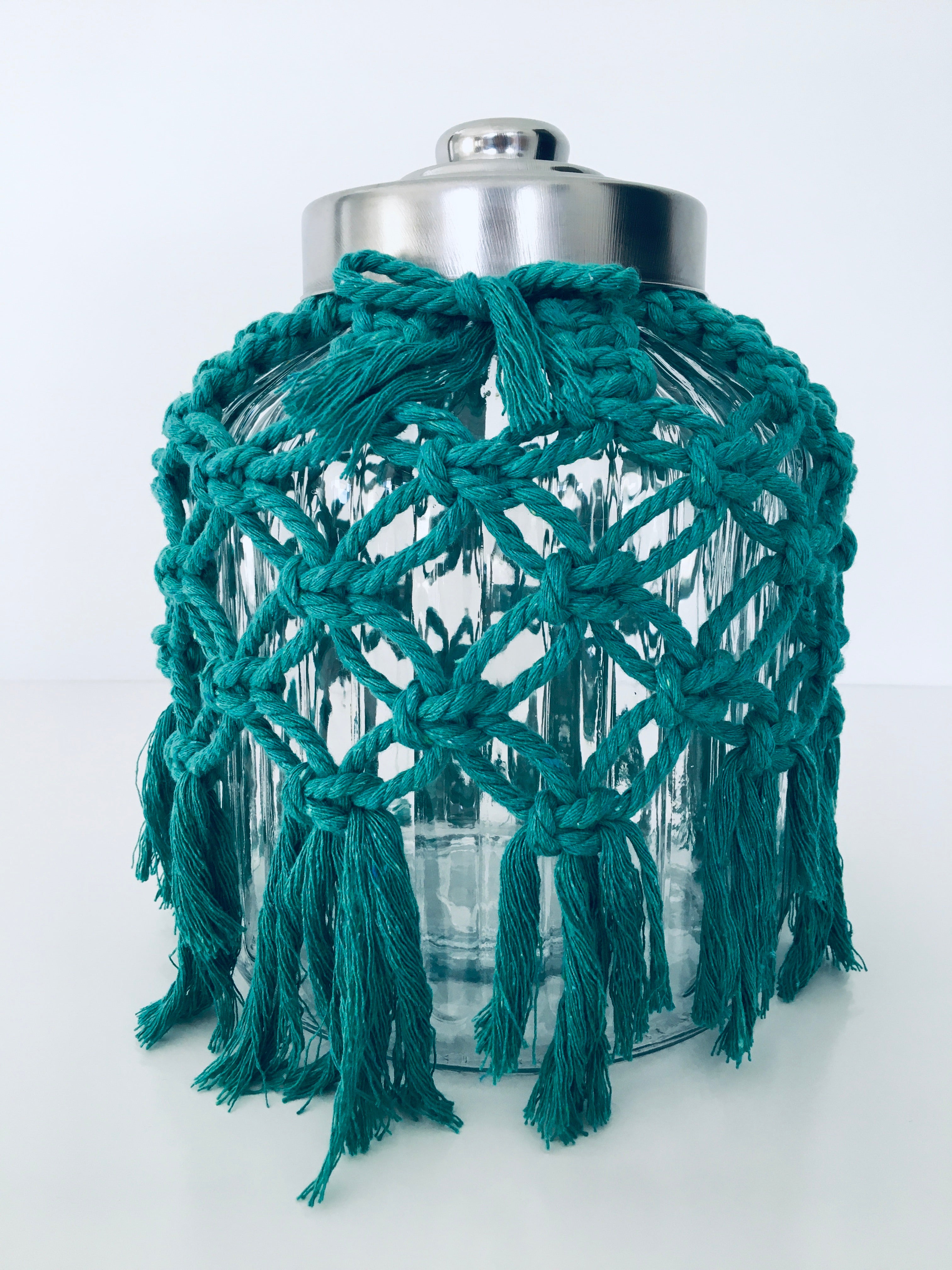Mermaid Green Macrame Vase/Cannister - XL